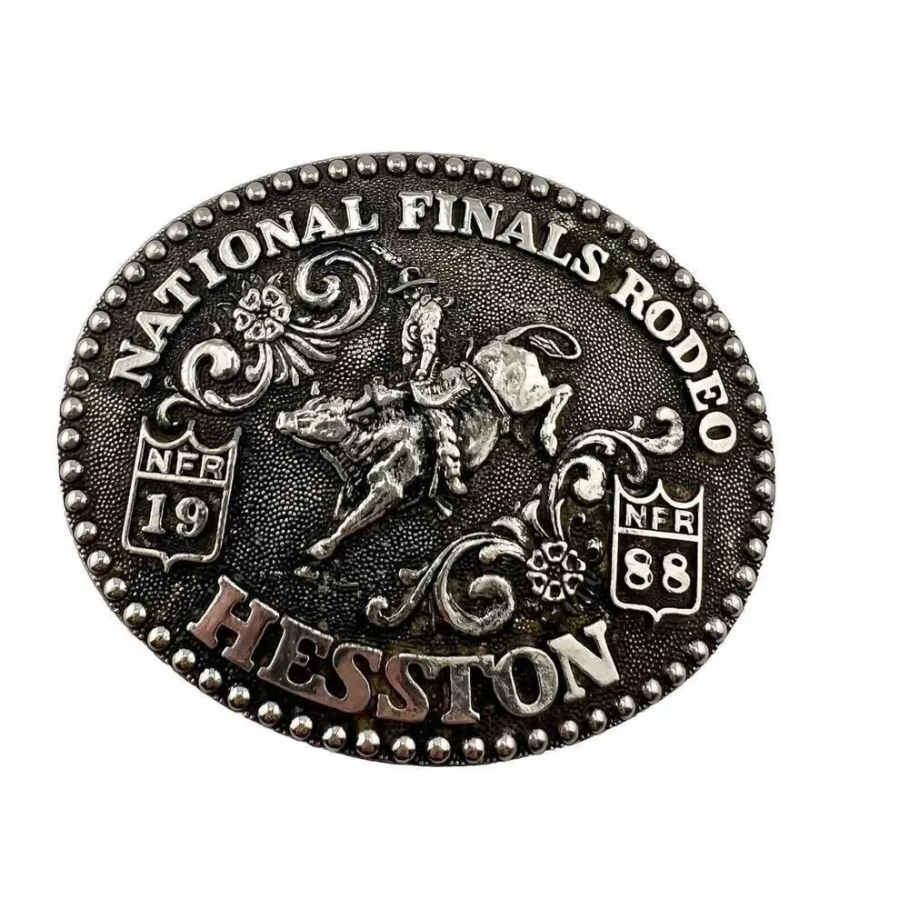 Vintage 1988 National Finals Rodeo Western Belt Buckle Fred Fellows‎